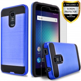 BLU Life Max Case, 2-Piece Style Hybrid Shockproof Hard Case Cover with [Premium Screen Protector] Hybird Shockproof And Circlemalls Stylus Pen (Blue)